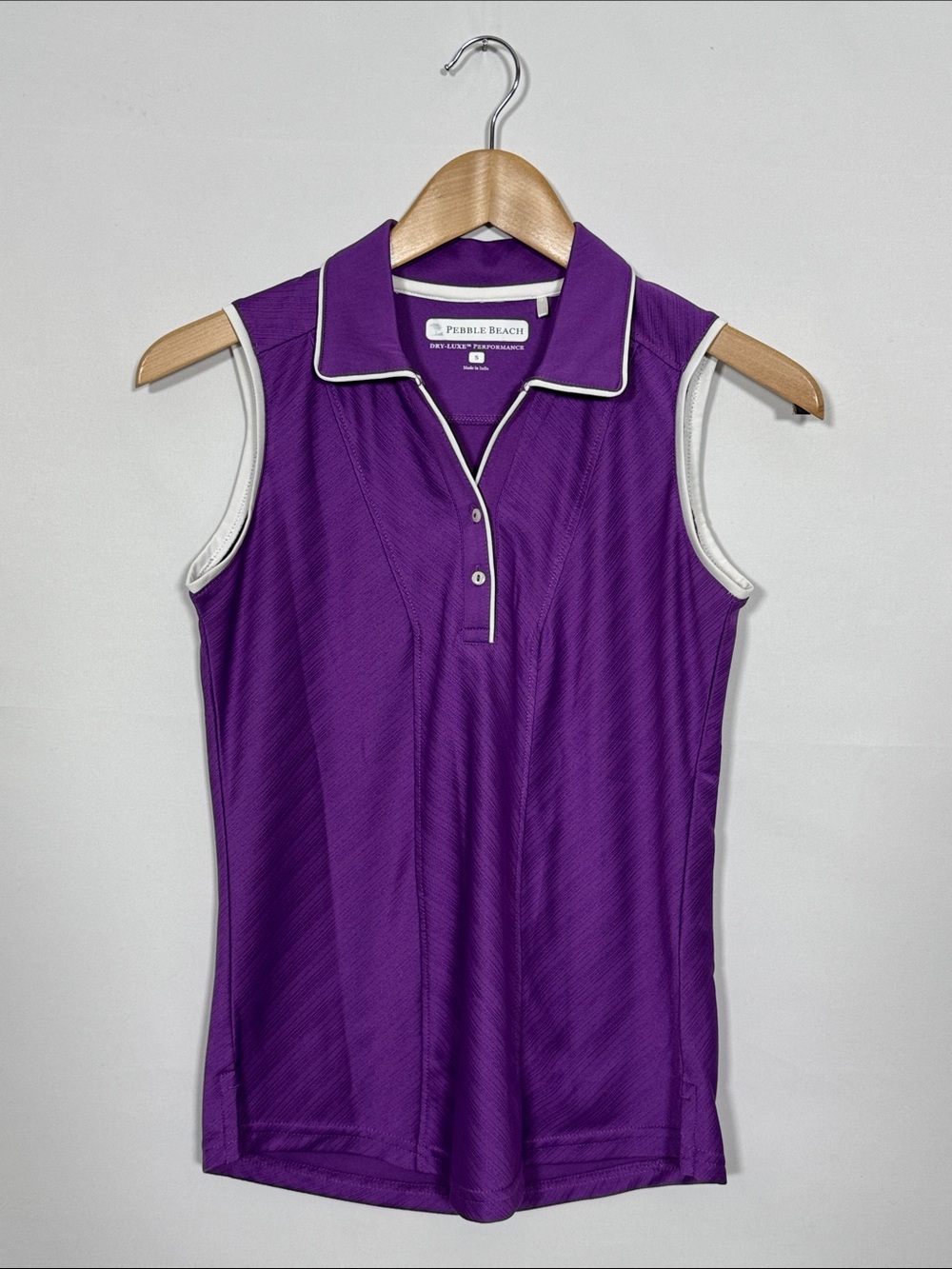 WAT72 {Pebble Beach} Purple V-Neck Button Closure Golf Polo Tank Top